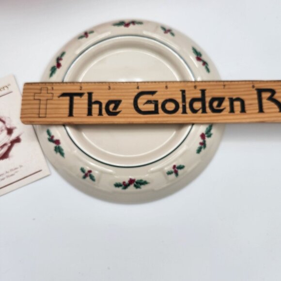 Longaberger Pottery Traditional Holly Pillar Candle Holder. - Picture 3 of 3